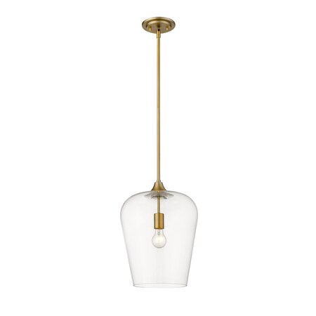 Z-Lite Joliet 1 Light Pendant, Olde Brass & Clear 473P12-OBR